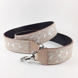 Embroidered Peach Leather Bag Strap / Guitar Strap